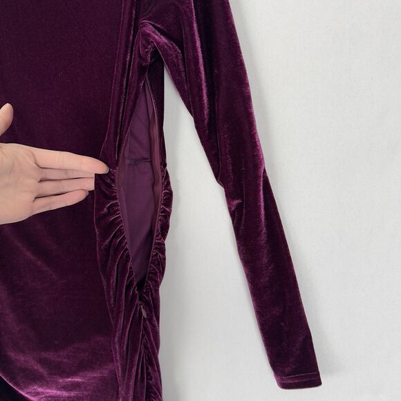 Lulus Dress Womens Large Purple Velvet Ruched Bodycon Fitted Holiday Event Party - Picture 10 of 16